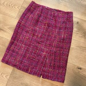 Madison Studio Pink Plaid Tweed Skirt with Split Size 8